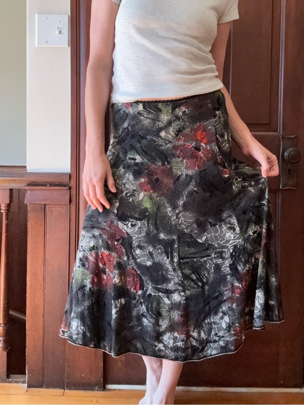 Y2K Whimsigoth Dark Floral Skirt